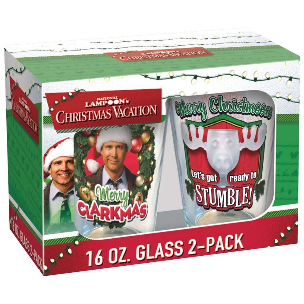 New! National Lampoon's Christmas Vacation Pint Glass Set of 2 Chevy Chase Movie